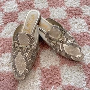 Sam Edelman Evelan Chain Loafer Mule Snake Leather Slides sz 6 narrow.